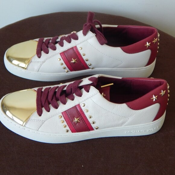 Michael Kors Frankie Stripe Leather Studded Low Top Lace-up Sneaker Shoe 7 M New - Picture 7 of 11